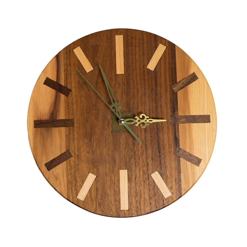 12" Hickory and Walnut Clock