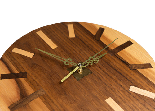 12" Hickory and Walnut Clock